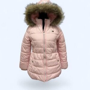 Tommy Hilfiger Baby Pink Puffer Coat w/ Fur‎ Hood